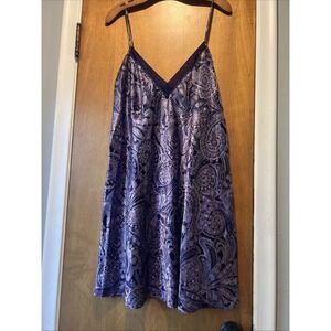 Liz Claiborne Purple Paisley Satin Nightgown Lingerie Chemise Slip Dress Size 1X